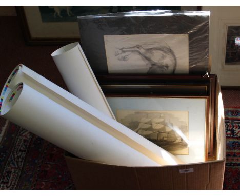 A 19th Century French print of a fox plus framed and unframed pictures and prints