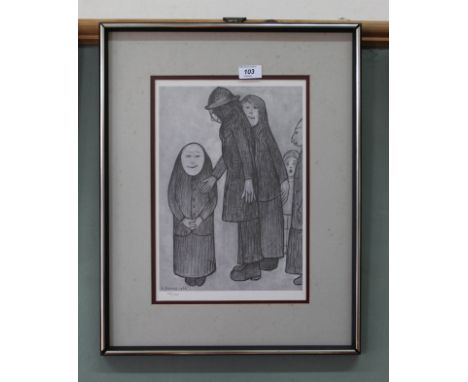 L S Lowry limited edition print 'Family Discussion', 775/850, 14" x 10"