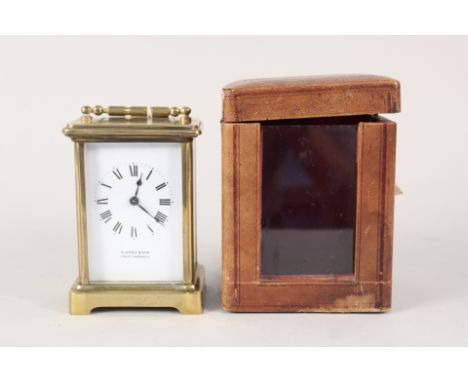 A cased brass carriage clock, dial marked Aldred &amp; Son Gt Yarmouth