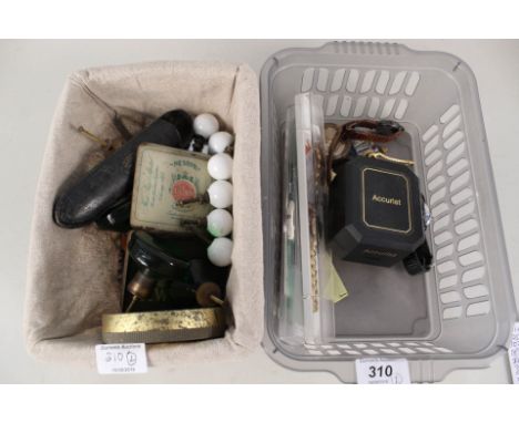 Small sundries to include penknives, hip flask, watches etc (two boxes)