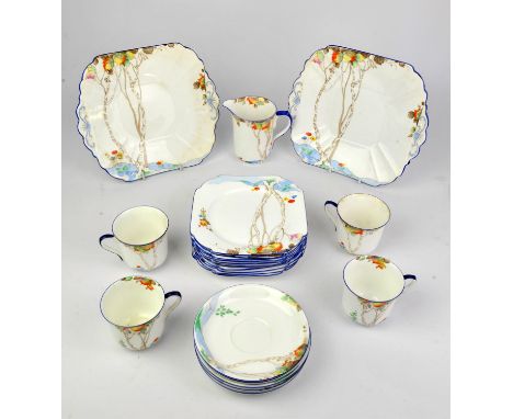 Shelly part tea set, to comprise eleven cups, twelve saucers, a slop bowl, two sandwich plates, eleven side plate and a jug