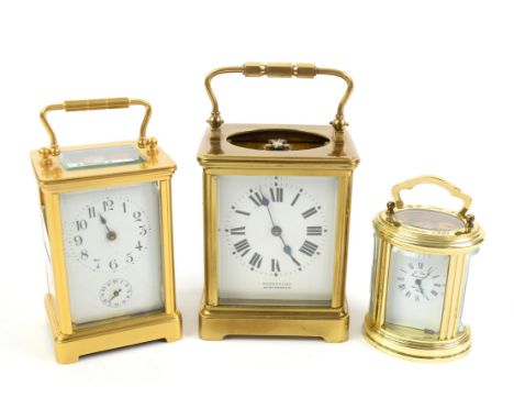 Brass carriage alarm clock with lever movement, No. 20515, 14.5cm high, Ross & Sons of Winchester lever movement carriage clo