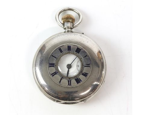 Kendel and Dent, makers to the Admiralty, silver and enamel gents half hunter pocket watch, Chester 1902, top wind and workin