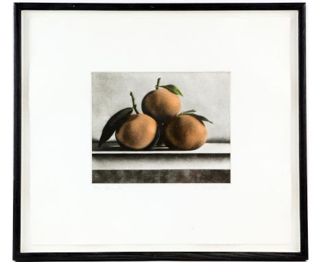 Sharon Aivaliotis (b. 1951), 'Oranges' limited edition mezzotint 9/75, signed and dated 1998 in pencil, 19 x 23cm, framed and