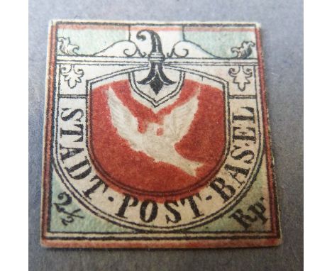 Switzerland 1845 2½ r carmine and blue black Basle Dove (no certificate).