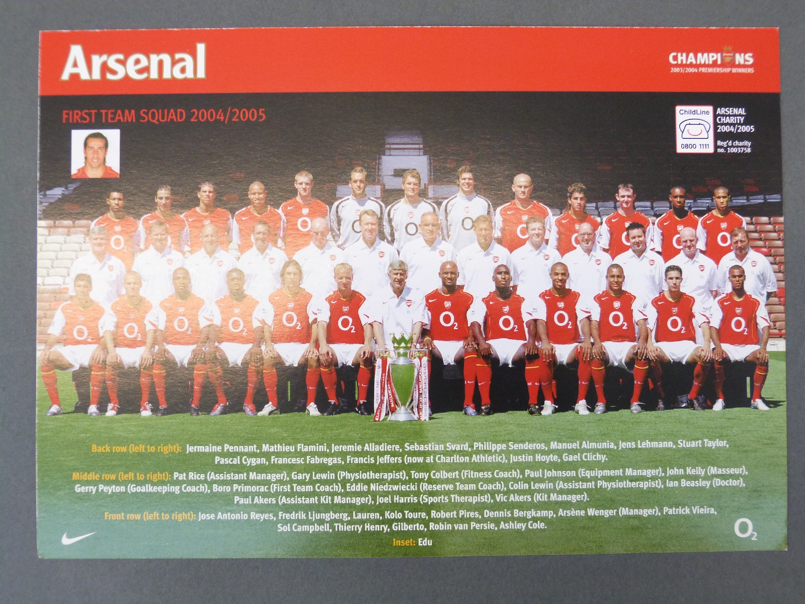 A signed Arsenal 2004/2005 team photograph