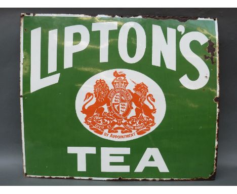 A vintage enamel advertisng sign for Lipton's Tea, 69 x 81cm