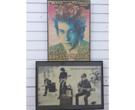 A vintage Bob Dylan 'Don't look back' poster (63 x 44cm) and a Velvet Underground example (40 x 66cm)