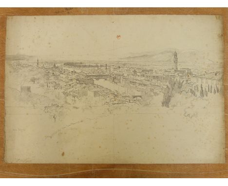 J B Pyne pencil sketch 'Florence from San Miniato, May 1854', 33 x 53cm, signed lower right