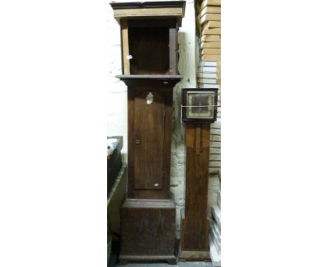 A late 19thC longcase clock with veneer decoration to the door, the dial marked 'H Mills, Gloucestershire' together with a th