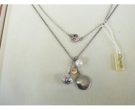 Clogau Welsh gold Ryder cup 2010 necklace with silver, rose gold and pearl charms