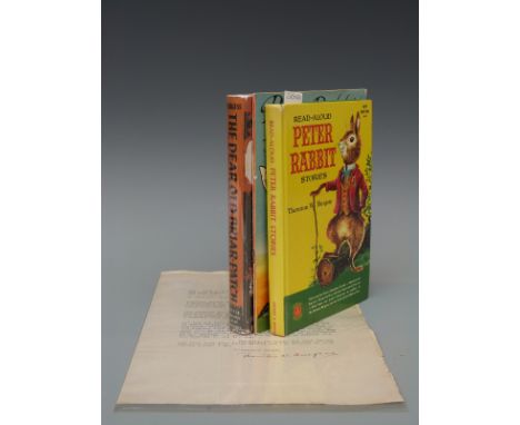 Thornton W. Burgess signed Peter Rabbit story book, with a letter signed & dated 1920 regarding his Bird Book and forthcoming
