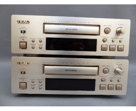 Two TEAC R-H500 stereo cassette decks with original owners manual, serial numbers AOEIC0106 and AOBIC0021