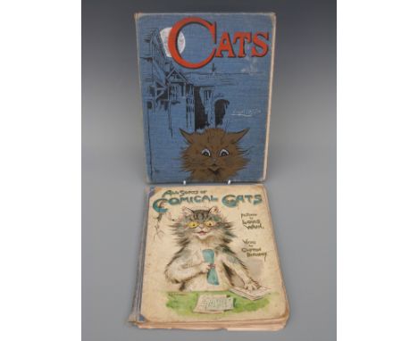 Two books by Louis Wain "Cats" versed by Grimalkin published by Sands & Company (1901) in original illustrated blue cloth and