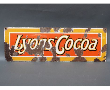 Lyons' Cocoa enamel sign, 30 x 90cm 