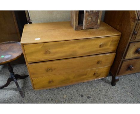 MID-CENTURY LIGHT ELM THREE DRAWER CHEST, PROBABLY ERCOL, 91CM WIDE