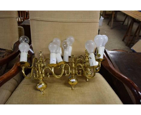 FIVE BRASS DOUBLE LIGHT WALL SCONCES