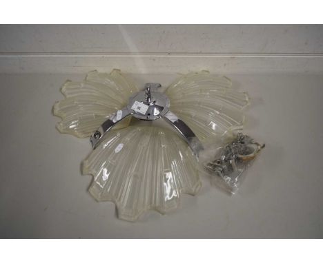 RETRO FROSTED GLASS AND CHROME LIGHT FITTING