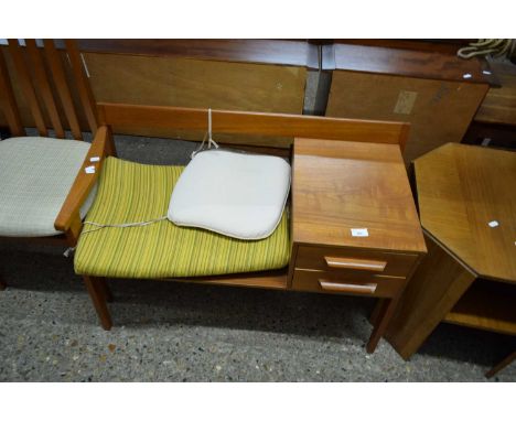 RETRO MID-CENTURY TEAK TELEPHONE SEAT, 91CM WIDE