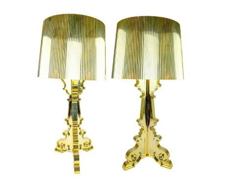 A pair of Kartell Bourgie table lamps and shades designed by Ferrucio Laviani Height 78cm. (2).The lamps are both in working 