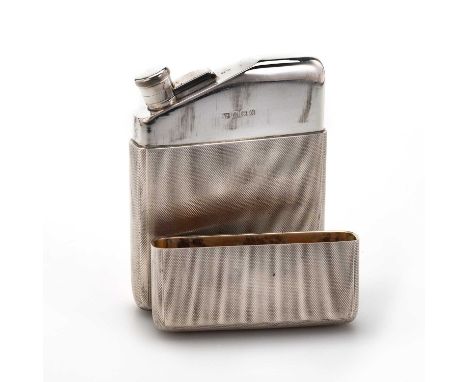 A GEORGE VI SILVER HIP FLASK by A Wilcox, Birmingham 1948, of rounded rectangular form, the pull-off cover conceals a hinged 