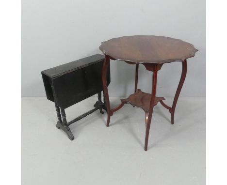 An Edwardian Chippendale style mahogany two-tier centre-table of shaped form, width 68cm, height 69cm, and a Victorian ebonis