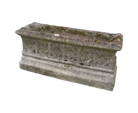 CHILSTONE - A rectangular cast stone planter. 95x43x33cm.