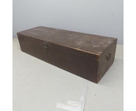 A Chinese mahogany trunk. Length 154cm, height 36cm, depth 53cm.