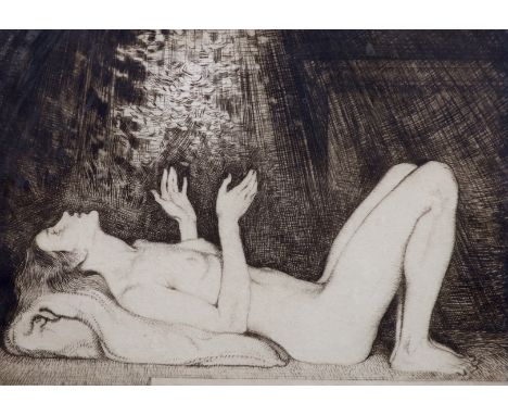 § § Sir William Russell Flint R.A., P.R.W.S. (British, 1880-1969) Reclining female nudedrypoint etchingsigned in ink12 x 17cm