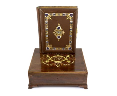 An ornate Victorian boxed presentation photograph album, presented to Mr &amp; Mrs Thomas Murray, on their departure from 'Th