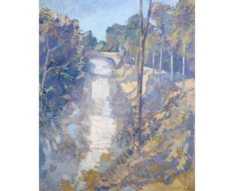 § § Sir Roger de Grey, P.R.A. (English, 1918-1995) 'The Canal, Marennes, 1989'oil on canvassigned121 x 101cm***CONDITION REPO