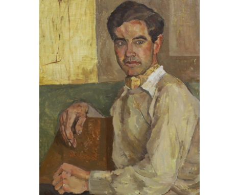 Modern British Half length portrait of a young manoil on canvas60 x 50cm***CONDITION REPORT***Oil on original canvas in hones
