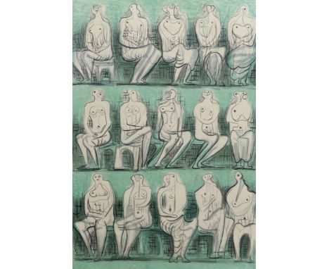 § § Henry Moore O.M., C.H. (English, 1898-1986) Seated figures, 1957colour lithographsigned in pencil, 132/200, Printed by Mo