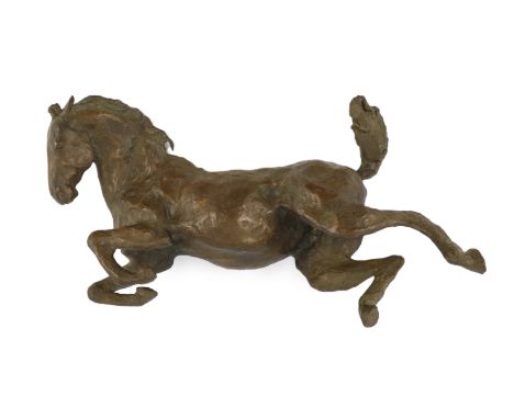Lissa Borkowski (b.1949). A bronze model of a recumbent foal, signed to underside and numbered 1/.7, 54cm long, 28cm deep, 22