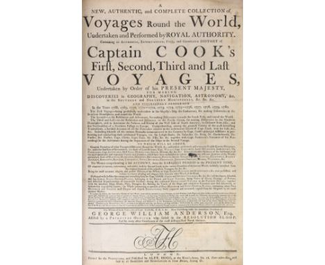 ° ° Cook, James - Anderson, George William. A New, Authentic, and Complete Collection of Voyages Round the World, undertaken 