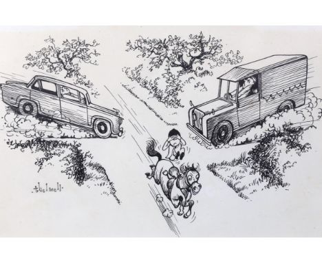 § § Norman Thelwell (English, 1923-2004) 'The New Forest Pony: Due an abundance of traffic in the area - this rather narrow b