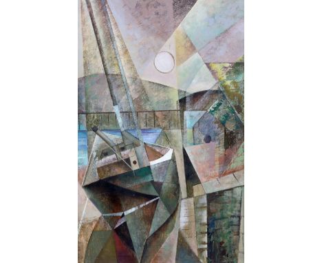 § § Dennis Henry Osborne HRUA (1919-2016) 'Ships in dry dock'tempera on boardsigned56.5 x 36cm***CONDITION REPORT***Honest un
