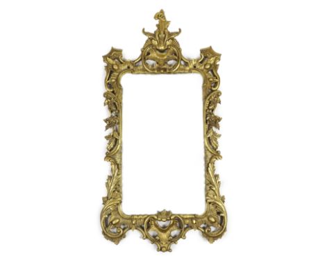 A 19th century Chippendale style carved giltwood wall mirror, with foliate scroll frame and rectangular bevelled plate, width
