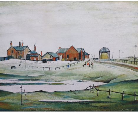 § § Laurence Stephen Lowry R.A. (English, 1887-1976) 'Landscape with farm buildings'offset lithographsigned in pencil with th
