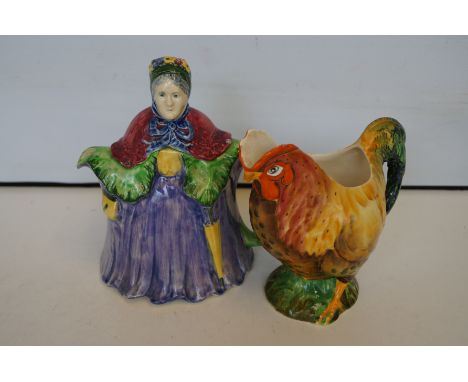 early 20th century Stafford-shire teapot together with the Royal Winton cockerel gravy boat