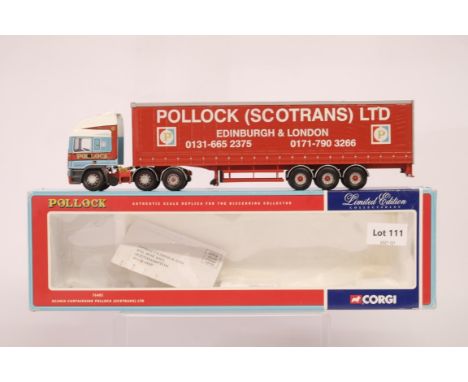 Manufacturer  - Corgi | Description - Scania Curtainside - Pollock LTD | Stock Code - 76401 | Notes - | Scale - 1:50 | Certif