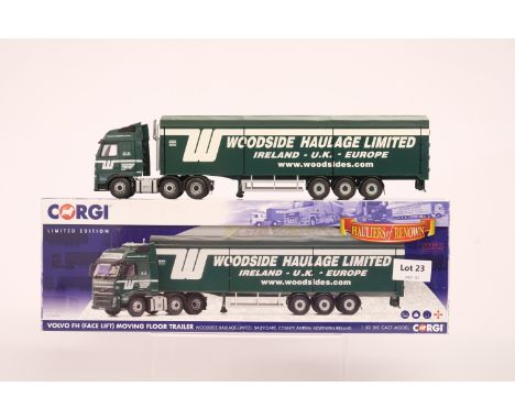 Manufacturer  - Corgi | Description - Volvo FH Moving Floor Trailer - Woodside Haulage LTD | Stock Code - CC14033 | Notes - |