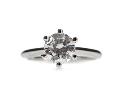 CERTIFICATED DIAMOND SOLITAIRE RING, set with a round brilliant cut diamond of approximately 1.52 carats with accompanying IG