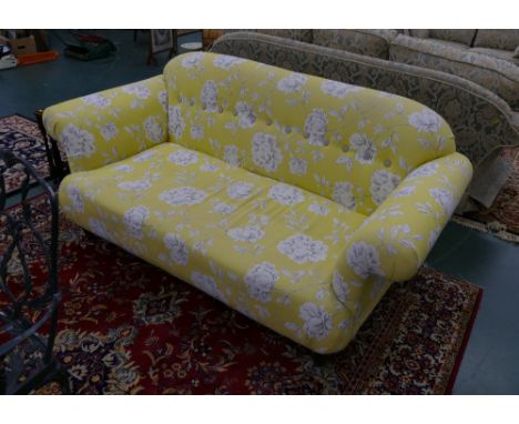 DFS button back floral and yellow settee 
