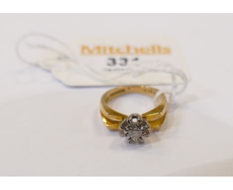 18 ct gold and diamond ring, size I, weight 3.5 grams 