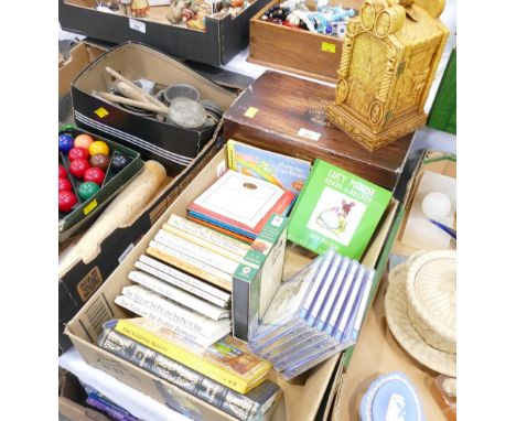 Disney showcase heirloom boxes, Beauty and The Beast themed and a box of Beatrix Potter books, Blackberry Farm books, Chronic