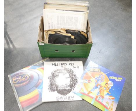 Box of vinyl LP's and singles - Electric Light Orchestra, Elvis Presley, Roy Orbison, Bobby Darrin etc.