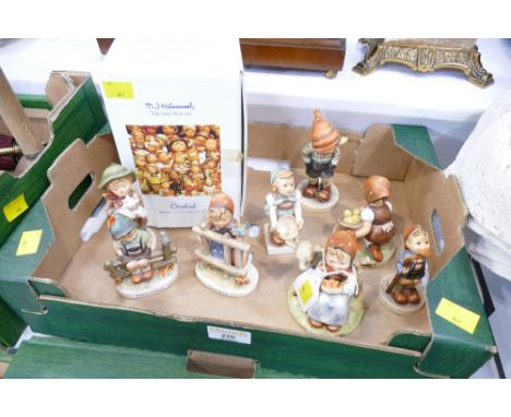 Quantity of Hummel figures, including signs of Spring, Wayside Harmony, Good Friends, Chick Girl, etc  