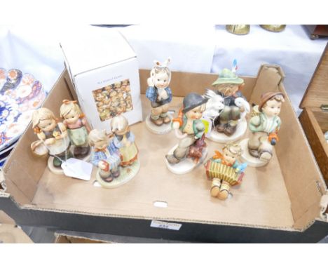 Collection of Hummel figurines including strolling along, Boy with Toothache etc  