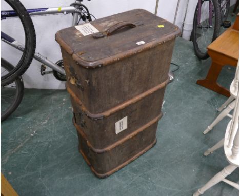Vintage wooden bound travel trunk 